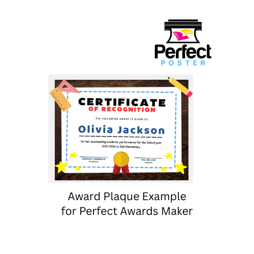 Perfect Awards Maker - Perfect Poster - School Certificates - Award Plaques - 4" x 6" Labels