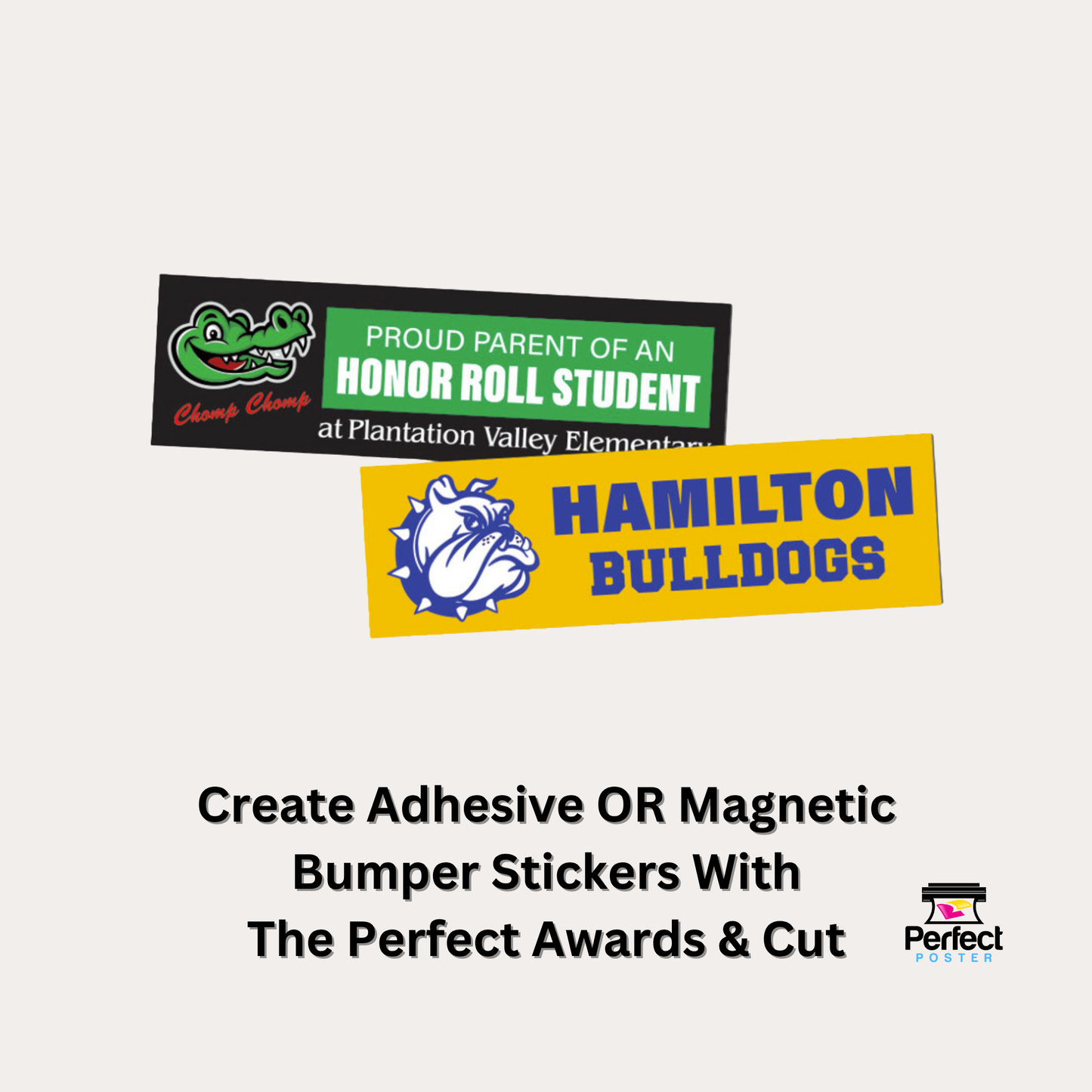 Magnetic Bumper Stickers - Awards Maker - Die Cut - Awards & Cut