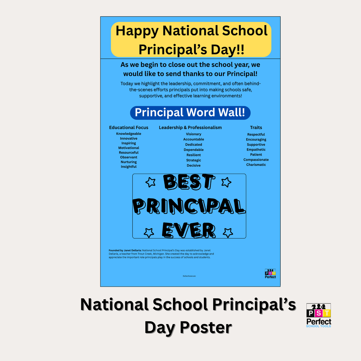 National School Principal Day Poster Template - Perfect School Tools - Poster Maker