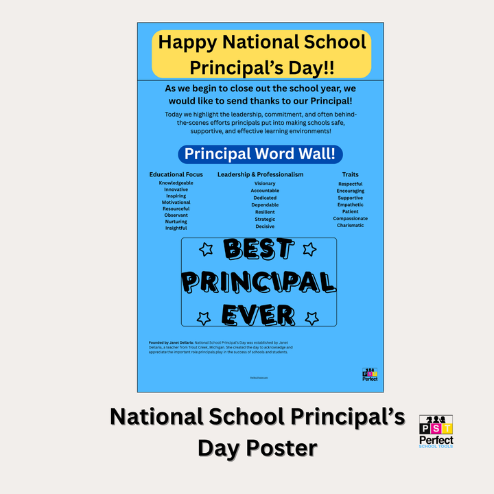 National School Principal Day Poster Template - Perfect School Tools - Poster Maker