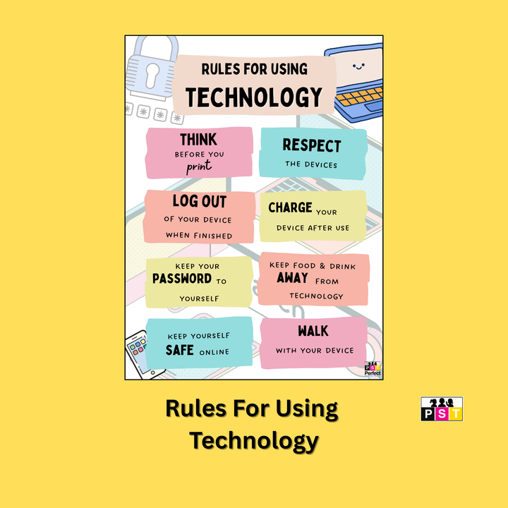 Rules for Using Technology Poster - School Poster Template - Perfect Poster