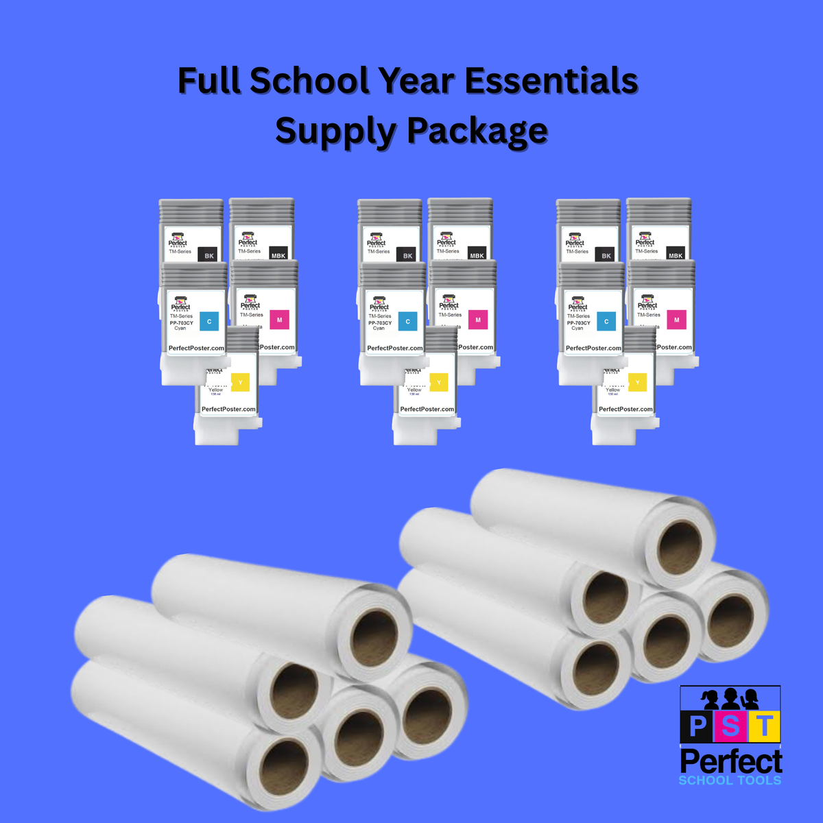 Poster Maker Supplies for full school year - Perfect School Tools. 3 sets of ink - 10 rolls of poster paper