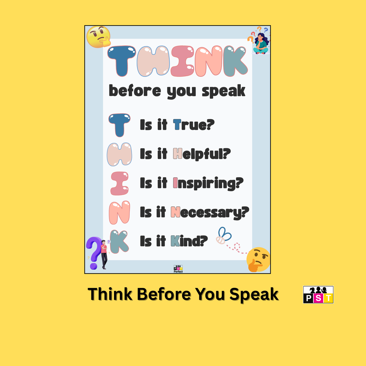 Think Before You Speak Poster - School Poster Template - Perfect Poster